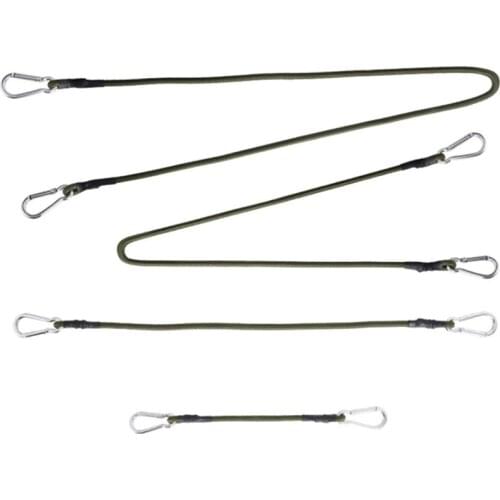 ELOS-Outdoor 8mm Carabiner Elastic Rope Elastic Band Tent Lanyard Camping Clothesline Baggage Binding Rope Packing Belt, 4PCS