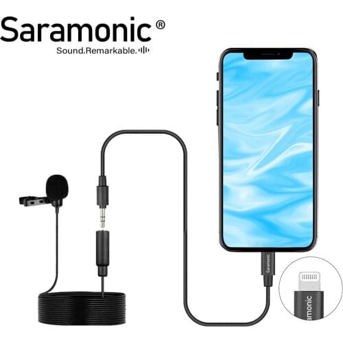 Saramonic LavMicro U1B Universal Lapel Mic with Lightning Plug Adapter Compatible with iPhone 11 10 X 8 7 MAC iPad YouTube Video