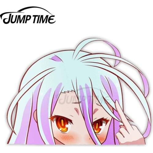 Jump Time 13 x 6.5cm For Shiro No Game No Life Peeker Personality Creative Car Stickers Vinyl Decal Graffiti Creative Decoration