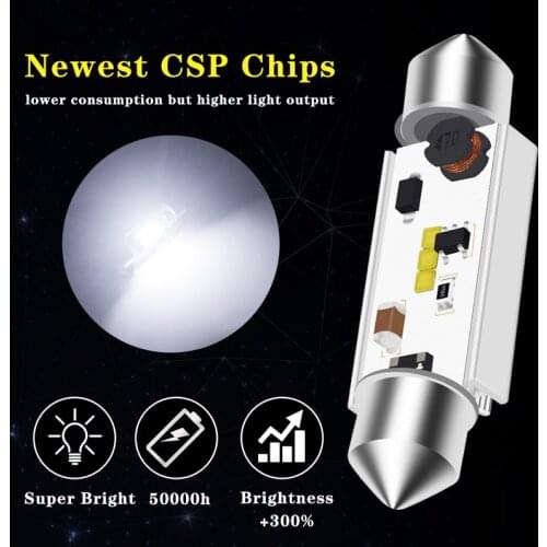 1PC CANBUS C5W Festoon 12V-24V Car LED New CSP Blub 31mm 36mm 39mm 41mm Car Interior Dome Lamp License Plate Reading Light White