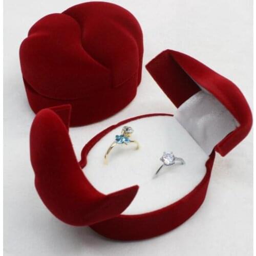 100pcs/lot Red Velvet Engagement Wedding Couple Ring Box Earring Jewelry Display Storage Box Case Jewelry Boxes Wholesale