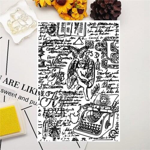 11*16CM Typewriter Backgroun Transparent Clear Stamps / Silicone Seals Roller Stamp For DIY Scrapbooking Photo Album/Card Making