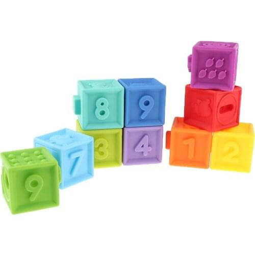 12Pcs Soft Building Blocks Number Cubes Puzzles Baby Developmental Toy Gifts