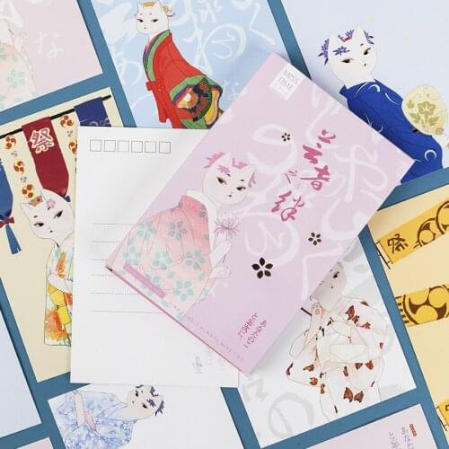 30 Pcs/Set Cute Gentle Girl and Cat Paper Postcard Greeting Card Message Card Birthday Letter Gift Card