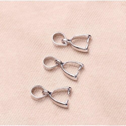 50X Size-S 3.5X13.5MM 925 Sterling Silver Findings Bail Connector Bale Pinch Clasp 925 Sterling Silver Bail Pendant