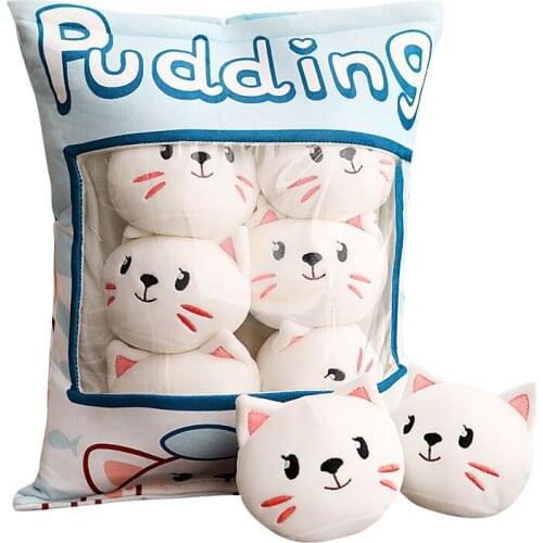 8pcs/lot Cute Cat Pudding Snack Bag Plush Dolls Stuffed Anime Kitty Cushion/Pillow Kids/Girl Birthday Gifts