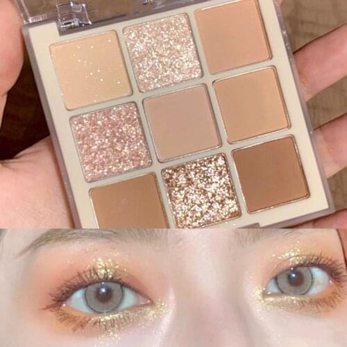9Color Shimmer Eyeshadow Pallete Waterproof Glitter Natural Nude Matte Eye Shadow Long Lasting Glossy Eye Pigment Makeup Palette