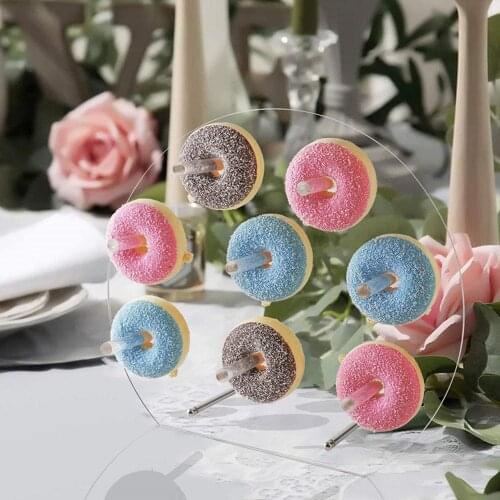 Acrylic Wooden Donut Wall Stand Doughnut Holder Baby Shower Kids Birthday Party Table Decorations Wedding Favors Party Supplies