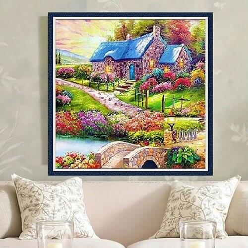 Beautiful Village Full Drill 5D Diamond Painting Embroidery Cross Stitch Round Landscape Rhinestones Crystal Paiting Home Decor2