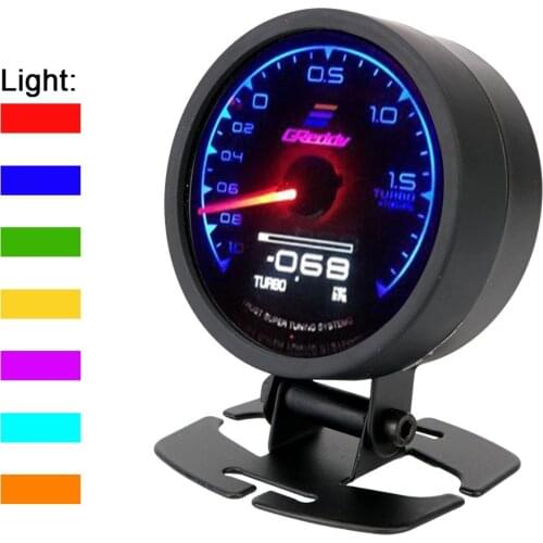 Car Gauge LCD Digital Display Racing Gauge Turbo Boost Gauge Voltage Display 7 Color