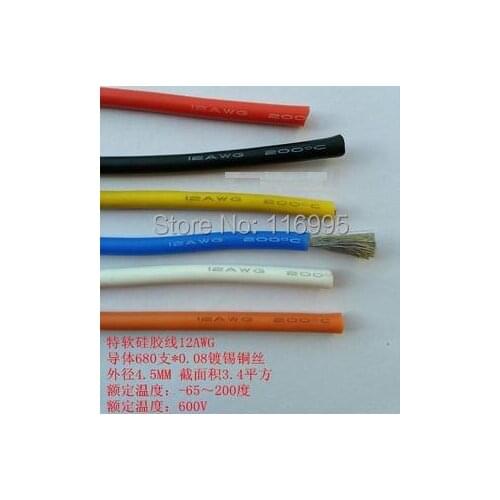 Free shipping 1roll(100meters) UL special soft silicone wire / 12AWG RED / 680 shares / high temperature wire