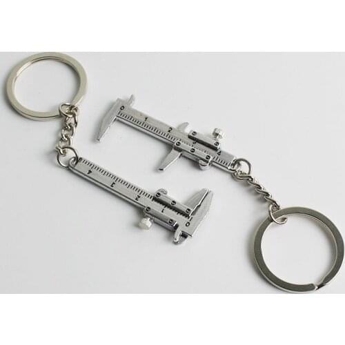 Vernier Caliper Keychain Classic Movable New Fashion Car Turbo Key Chain Mini Simulation Model Ruler Keyring Birthday Gift