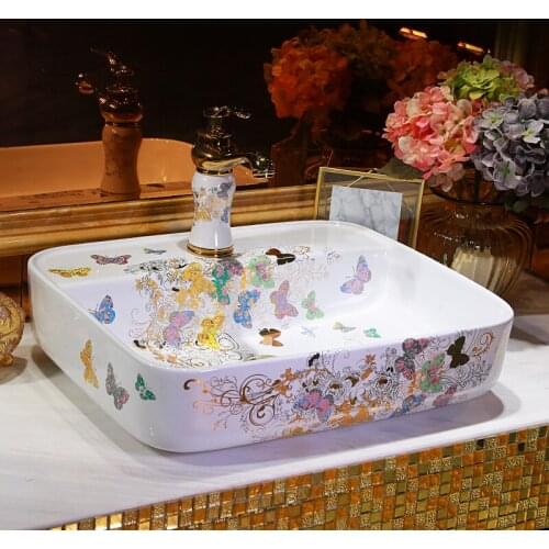 Jingdezhen Bathroom ceramic sink wash basin Porcelain Counter Top Wash Basin Bathroom Sinks porcelain kitchen sink