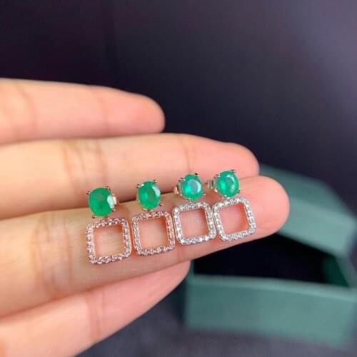 Grace Lovely Water Drop Natural Green Emerald Earrings S925 Silver Natural Gemstone Earrings Women Party Gift Jewelry