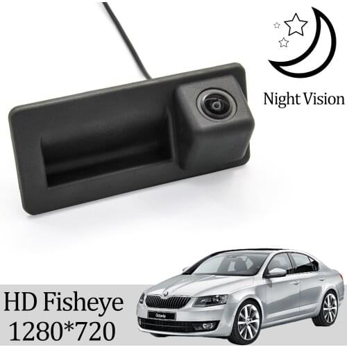 Owtosin HD 720P Rear View Trunk Handle Camera For Skoda Octavia A7/Octavia Scout MK3 2016 2017 2018 Car Reverse Parking Monitor