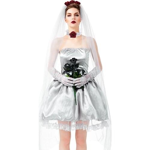 Carnival Halloween Lady Mexico Corpse Bride Costume Day Of The Dead Spirit Horror Ghost Cosplay Fancy Party Dress