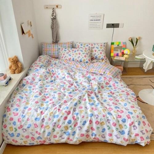 100% Cotton Sweet Kids Girls Bedding Sets Single Twin Queen Size Duvet Cover Set Lovely Kawaii Cartoon Bed Sheet With Pillowcase