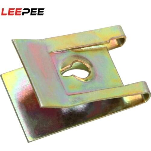 LEEPEE 50 piece/Set Spring Metal Clip Auto Fastener Clips Car Door Panel Spire Screw Base U-Type Clips