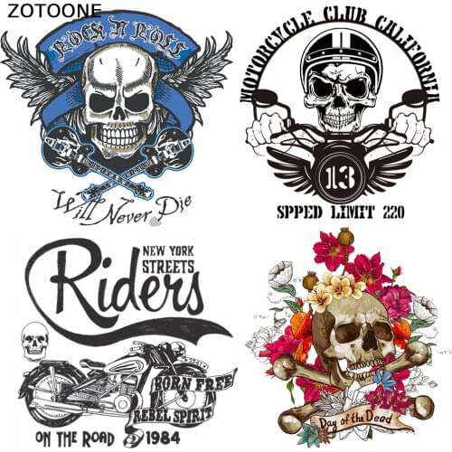 ZOTOONE Fashion Cool Tactical Skull Patch for Clothing DIY Iron on Stickers Applique Heat Transfers Bike Custom Patches Stripes