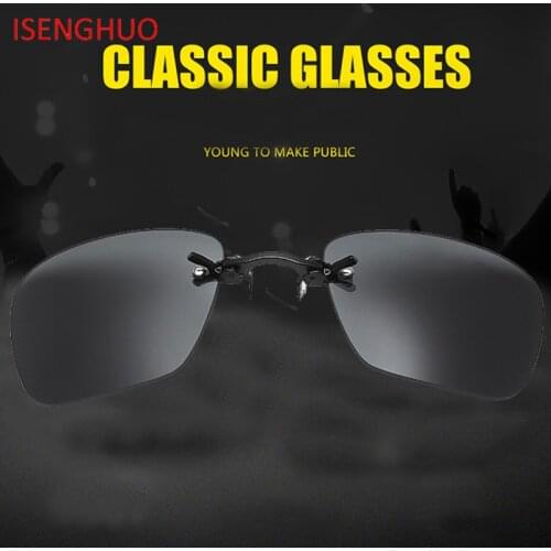 ISENGHUO Clip On Nose Mini Sunglasses Men Rimless Alloy Steampunk Small Sun Glasses Black Matrix Morpheus Movie Eyewear With Box