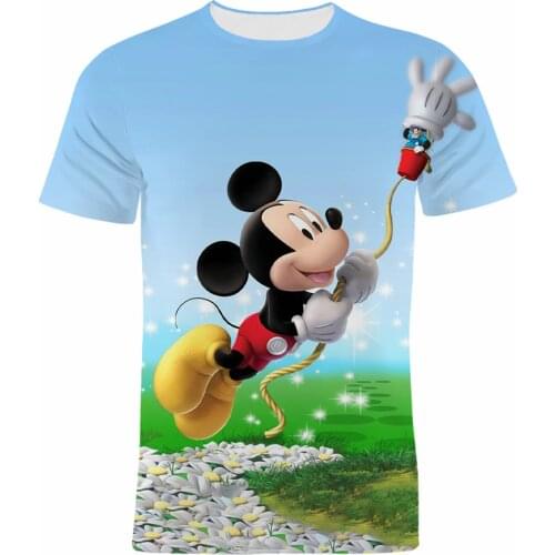 2021 New Summer T Shirt For Men Disney Mickey Mouse Cartoon Anime Clothes Children Harajuku 3D Print Women T-shirt