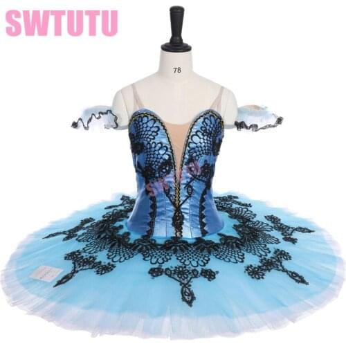 Latest Paquita blue black ballet tutu girls'Romonda blue bird pancake tutu perfromance classical ballet tutu for child BT9144