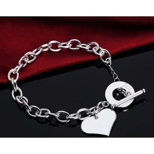 Wholesale price Charms heart Beautiful bracelet silver color fashion Wedding lady bracelet jewelry h285