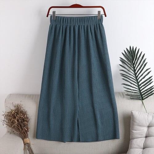 2020 Autumn and winter new high waist slimming elastic waist knitted fabric with split ends Skirt Skirt High Waist Skirt