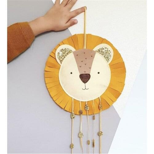 Weave Lion Hairpin Hair Clip Holder Storage Organizer Girl Room Hanging Ornament Hair accessories storage belt decoration wall h