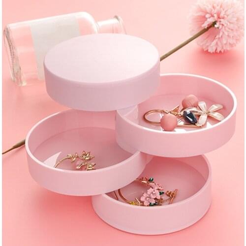 4 Layers Rotatable Women Jewelry Storage Box Plastic Earring Ring Necklace Cosmetic Storage Packaging Accessory Tray for Home