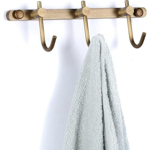 Leyden Antique Brass Simple Wall Mounted Coat Hook,3 Hooks Robe Heavy Duty Hat Rack Classic Bathroom Accessory