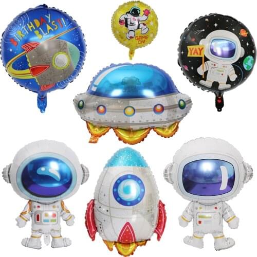 Rocket Astronaut Spaceship Aluminum Foil Balloon Childrens Cartoon Toy Birthday Party Decoration Arrangement Balloon
