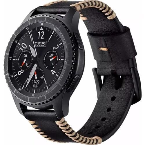 22mm 20mm pulsera Compatible for Samsung Galaxy Watch 46mm Band Leather Strap for Galaxy Watch active 2 40mm 44mm Wrist Bracelet