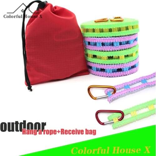 Bold Multifunctional Outdoor Camping Clothesline Windproof And Non-Slip Lanyard Travel Portable Drying Rope Household Items Blue