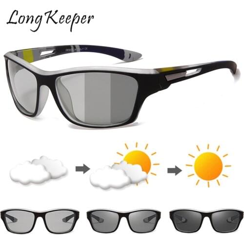 LongKeeper Men Photochromic Sunglasses Male Polarized Sun Glasses Women Sports Goggles Change Color Driving Eyewear Gafas UV400