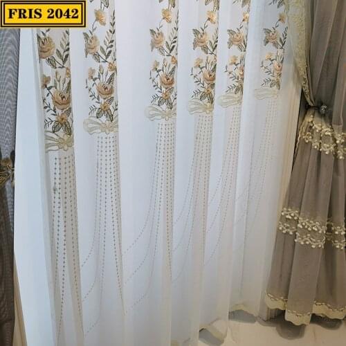 Modern Minimalist Embroidered Curtains Translucent Curtains for Living Dining Room Bedroom