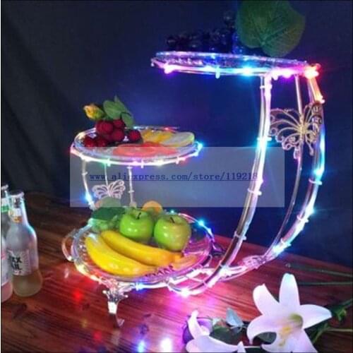 Glowing fruit tray LED European bar KTV snack dish creative fruit platter metal charging snacks dried fruit rack