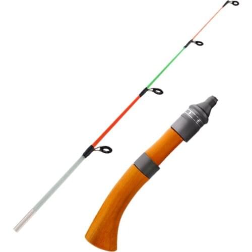 Ice Fishing Rod Portable Carbon Wooden Handle River Shrimp Carp Fishing Pole 59Cm Winter Fish Tackle