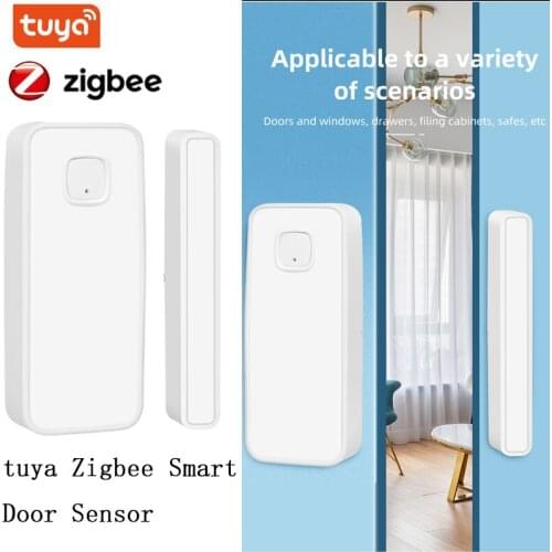 Tuya Smart Door Sensor Door Open / Closed Detectors Home Alarm Smart Shock Sensor Work With Zigbee gateway