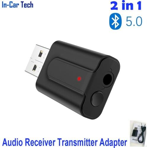 USB Bluetooth 5.0 Receiver Transmitter 2-In-1 RT10 for Car Computer TV Audio Bluetooth Audio AUX Adapter Car Accessories