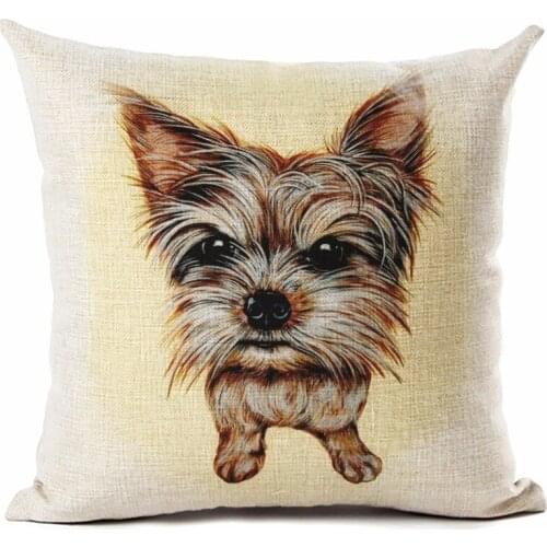 High Quality lovely Big Head DOG Printed Linen Cotton Square Home Decor Homeware Throw Pillow Cushion Cojines Almohadas
