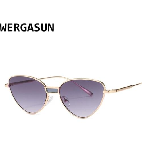 WERGASUN Cat Eye Sunglasses Women Famous Luxury Brand Designer Retro HD Sun Glasses De Soleil Femme UV400