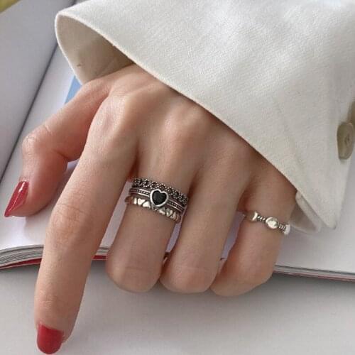 Vintage Love Heart Bride Ring on Phalanx Minimalist Designer Adjustable Jewelry Aesthetic Engagement Gifts for Women Accessories