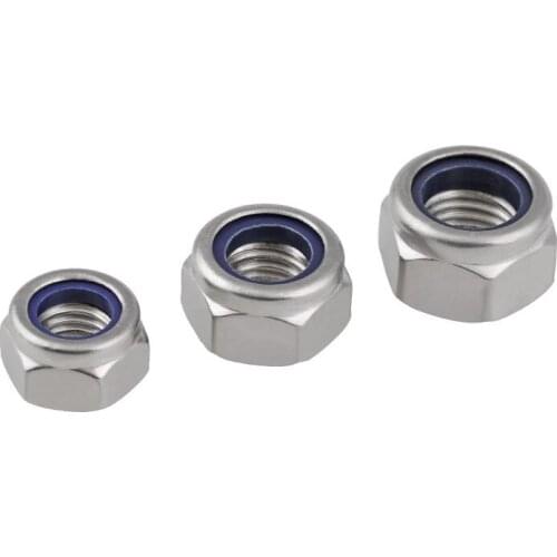 100pcs M2 M2.5 M3 M4 M5 M6 M8 M10 Stainless Steel Nylon Lock Nut Self Locking Hex Nuts Nylon Insert Jam Stop Nut