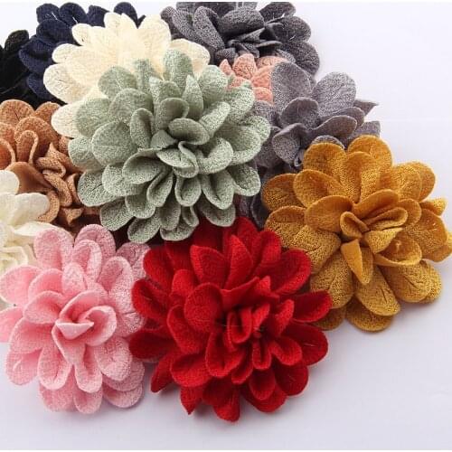 60PCS 6.2CM 2.4" Chic Small Polyester Fabric Flowers For Head Accessories Artificial Rose Hair Flower For Boutique Wedding
