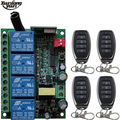 AC110V 220V 230V 4CH 4 CH 4 Channel 10A Relay RF Wireless Remote Control Switch System 315 MHz 433 MHz Transmitter And Receiver