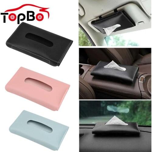 Car Tissue Box Towel Sets Car Sun Visor PU Leather Tissue Box Holder Auto Interior Storage Decoration Car Interior Accessories