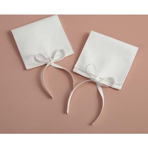 White Microfiber Bag with Rope Small Jewelry Pouches Velvet Gift Bags for Earrings Necklace Christmas Wedding Favor Pouch bags