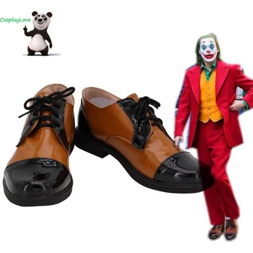 DC The Joker 2019 Movie Arthur Fleck Brown Black Shoes Cosplay Boots Leather For Halloween CosplayLove