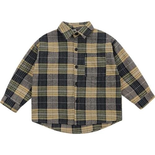 Kids Boys long-sleeved cotton shirt new spring / autumn big virgin shirt lapel 4-12 years old